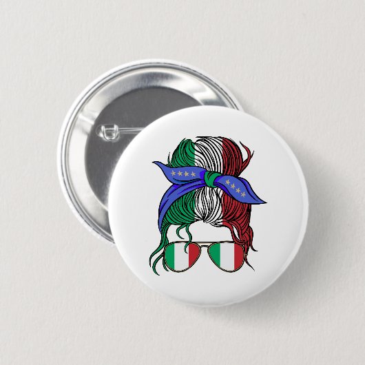 イタリア国旗の散らかっイタリアンたパン 缶バッジ (正面&裏面)