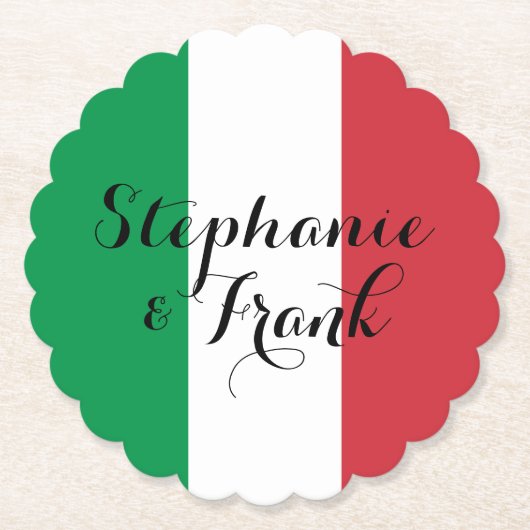 イタリア国旗の結婚色 ペーパーコースター (正面)
