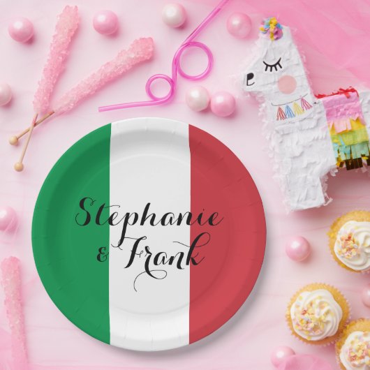 イタリア国旗の結婚色 ペーパープレート (パーティー)