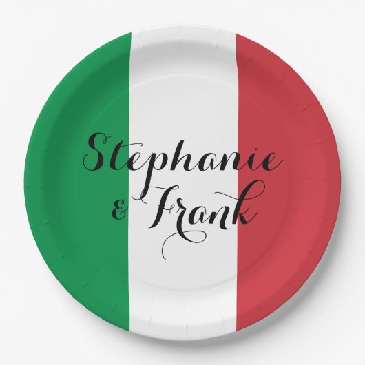 イタリア国旗の結婚色 ペーパープレート (正面)