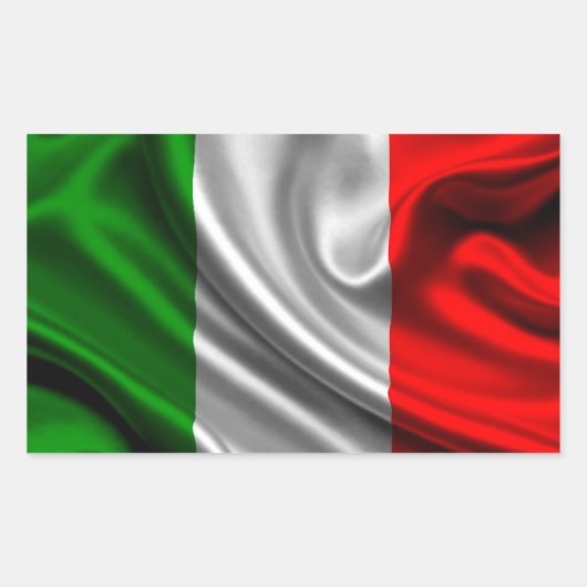 イタリア国旗の織物 長方形シール (正面)