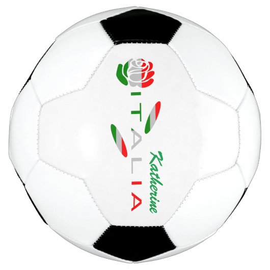 イタリア国旗の色のローズカスタマイズ サッカーボール (正面)