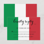 イタリア国旗の色を使った結婚式の返信カード「返信お願いします」 出欠カード (正面/裏面)