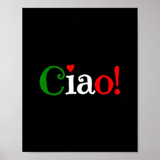 イタリア国旗の色を使ったCiao!の挨拶 - かわいい ポスター (正面)