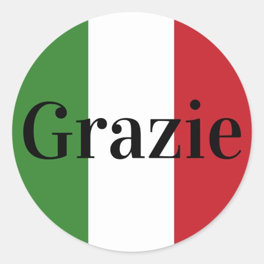 イタリア国旗の色 イタリア 緑 白 赤 グラッツィエ ラウンドシール (正面)