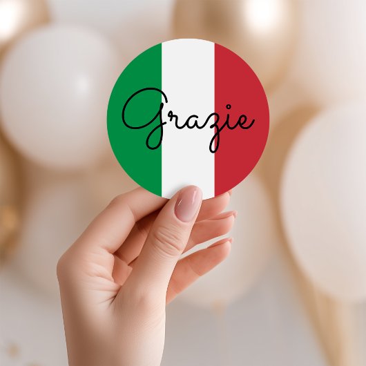 イタリア国旗の色 グラッツィエ ラウンドシール
