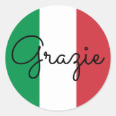 イタリア国旗の色 グラッツィエ ラウンドシール (正面)
