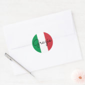 イタリア国旗の色 グラッツィエ ラウンドシール (封筒)