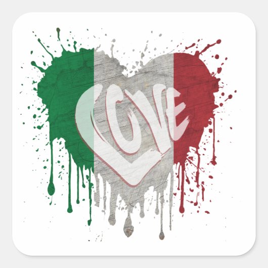 イタリア国旗への愛 スクエアシール (正面)