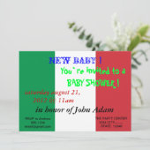 イタリア国旗を持つベビーシャワー招待状 招待状 (スタンド正面)