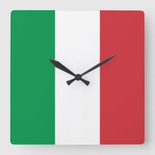 イタリア国旗を持つ壁時計 スクエア壁時計