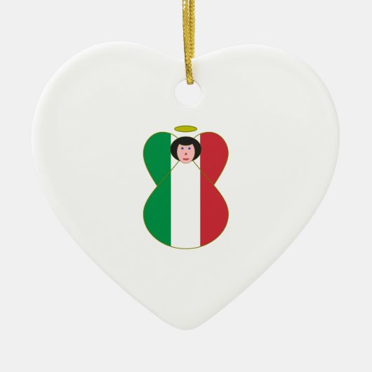 イタリア国旗を身にまとった天使 セラミックオーナメント (正面)