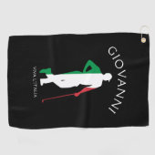 イタリア国旗イタリアン男性ゴルファー名 ゴルフタオル (横)