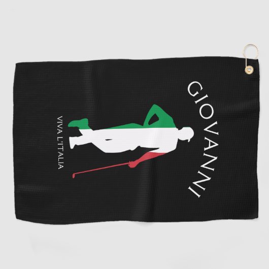 イタリア国旗イタリアン男性ゴルファー名 ゴルフタオル (横)