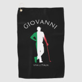 イタリア国旗イタリアン男性ゴルファー名 ゴルフタオル (正面)