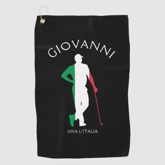 イタリア国旗イタリアン男性ゴルファー名 ゴルフタオル (正面)