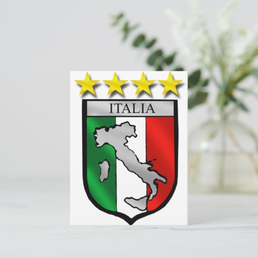 イタリア国旗イタリア国旗イタリアの地図サッカー愛好家 ポストカード (スタンド正面)