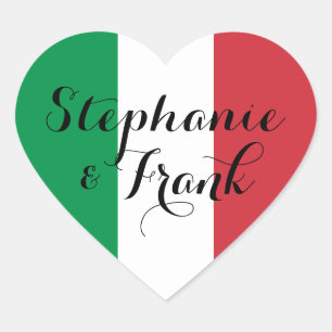イタリア国旗カラーのウェディング ハートシール