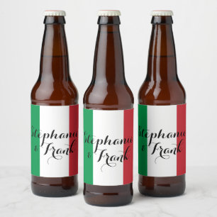 イタリア国旗カラーのウェディング ビールラベル