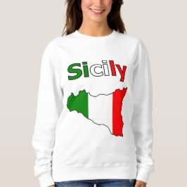 イタリア国旗カラーのシチリアと地図 スウェットシャツ