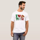 イタリア国旗カラーの I LOVE PIZZA モダンアート Tシャツ (正面フル)