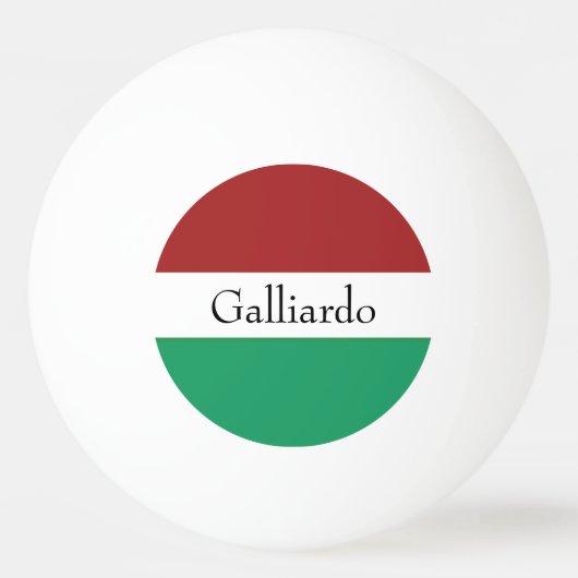 イタリア国旗カラー 姓 名 カスタムデザイン 卓球ボール (正面)