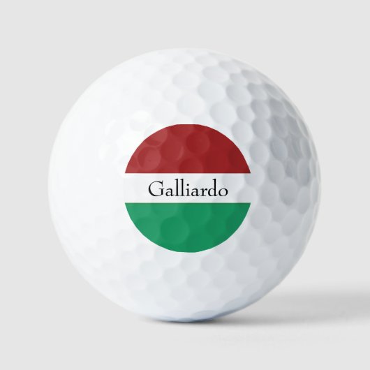 イタリア国旗カラー 姓 名 前 カスタム ゴルフボール (正面)