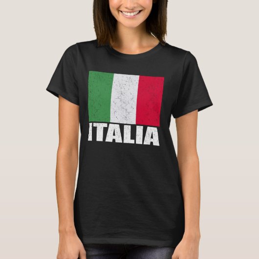イタリア国旗グランジヴィンテージ土産イタリア Tシャツ (正面)