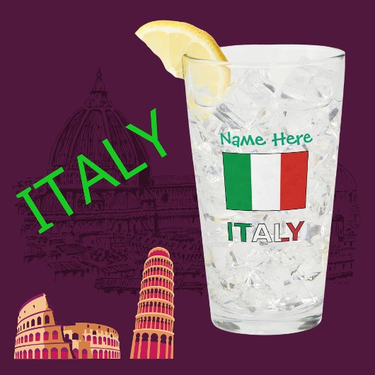 イタリア国旗グリーン パーソナライズ タンブラーグラス