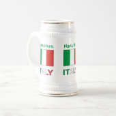 イタリア国旗グリーン パーソナライズ ビールジョッキ (正面左)