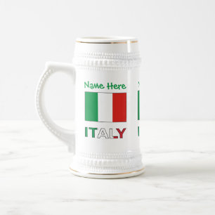イタリア国旗グリーン パーソナライズ ビールジョッキ