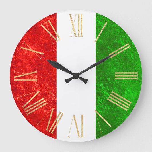 イタリア国旗デザイン ラージ壁時計 (正面)
