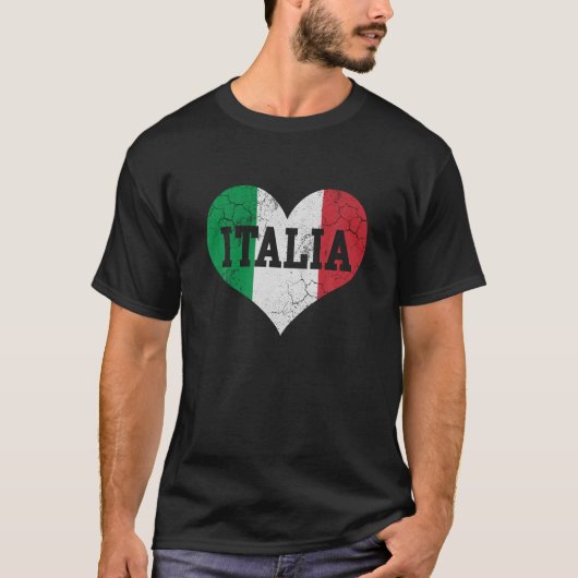 イタリア国旗ハートイタリアンイタリア家族伝統Vi Tシャツ (正面)