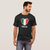イタリア国旗ハートグリーンホワイトレッド Tシャツ (正面フル)