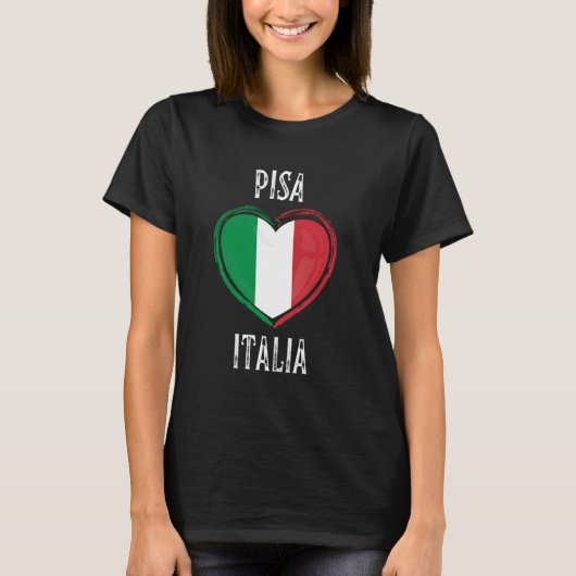 イタリア国旗ハートピサシティ Tシャツ (正面)