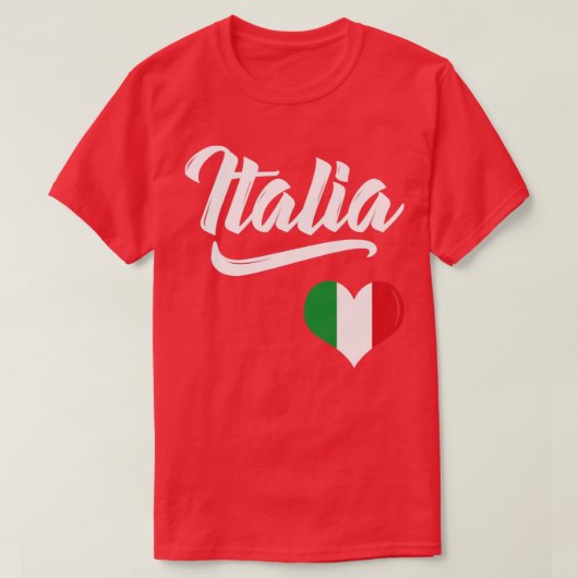 イタリア国旗ハートラブイタリアイタリアンイタリア Tシャツ (デザイン正面)