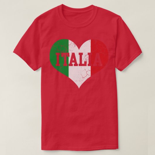 イタリア国旗ハートラブイタリアイタリアン Tシャツ (デザイン正面)