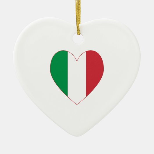イタリア国旗ハート赤縁ど セラミックオーナメント (正面)