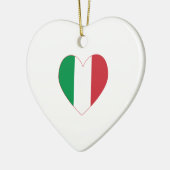イタリア国旗ハート赤縁ど セラミックオーナメント (左)