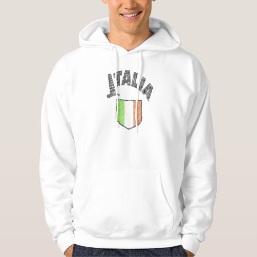 イタリア国旗ビンテージ フード付きスウェットシャツ パーカ (正面)