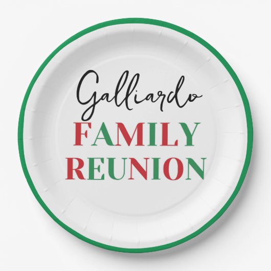 イタリア国旗ファミリーリユニオン ペーパープレート (正面)