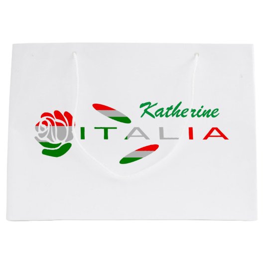 イタリア国旗ローザ カスタマイズ ラージペーパーバッグ (正面)