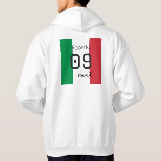 イタリア国旗三色サッカーデザイン パーカ (裏面)