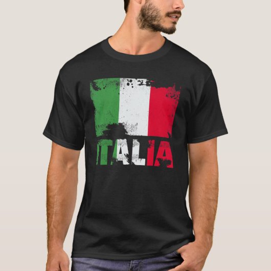 イタリア国旗動揺してヴィンテージグランジイタリア Tシャツ (正面)