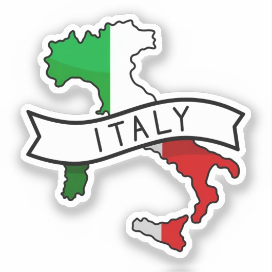 イタリア国旗地図愛国イタリアプライドワールドカップF シール (正面)