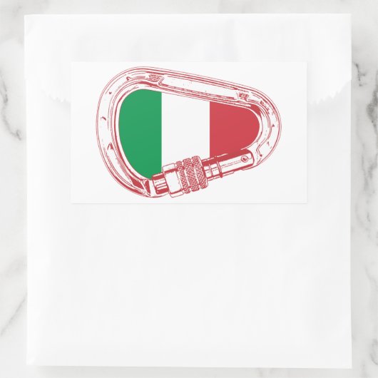イタリア国旗登山カラビナー 長方形シール (バッグ)