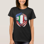 イタリア国旗誇りを持ったアメリカのイタリアン伝統 Tシャツ (正面)