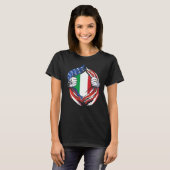 イタリア国旗誇りを持ったアメリカのイタリアン伝統 Tシャツ (正面フル)