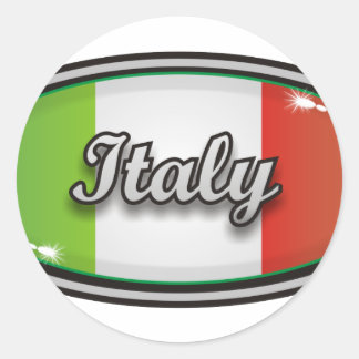 イタリア国旗1 ラウンドシール