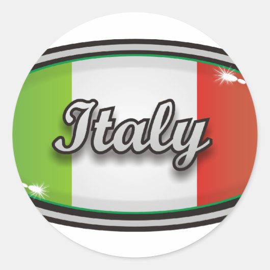 イタリア国旗1 ラウンドシール (正面)